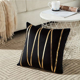 Premium Velvet Accent Cushion Cover 16x16 – Stylish Gold Detailing