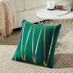 Premium Velvet Accent Cushion Cover 16x16 – Stylish Gold Detailing