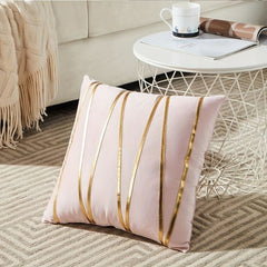 Premium Velvet Accent Cushion Cover 16x16 – Stylish Gold Detailing