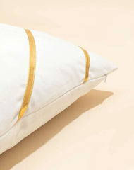 White Velvet Cushion Cover with Golden Lines – 16x16