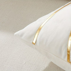 White Velvet Cushion Cover with Golden Lines – 16x16