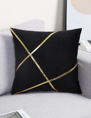 Modern Velvet Pillow Cover – Gold Line Art 16x16