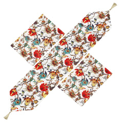 Fresh White Background Floral Print 3 Pcs Table Runner Set