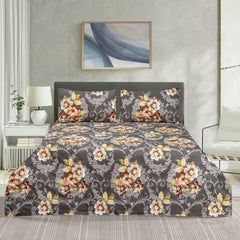 Beautiful Flower Pattern 3 Pc King Size Bedsheet Set by Alezam