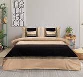 Jacquard Double Tone Black and Skin 5 Piece Bedsheet Set