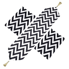 Bold Black White Zigzag Home Decor 3 Pcs Table Runner Set