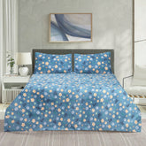 Beautiful King Size Blue Duvet Cover Set with All Over Flower Print