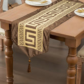 Versace-Inspired Velvet Table Runner Set of 3 Pieces-Brown