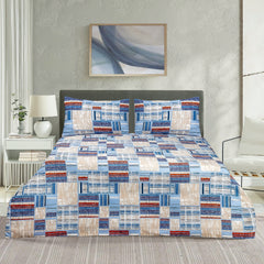 Modern Geometric Pattern 3 Pcs King Size Bedsheet by Alezam