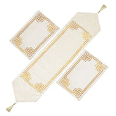 Classic Gold Embroidery Home Decor 03 Pcs Table Runner Set