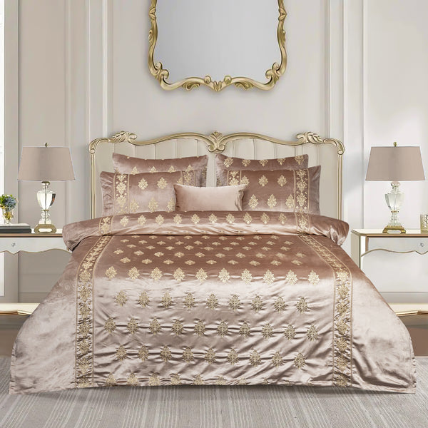 Velvet Base Luxurious Bedsheet with Quilt Cover