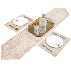 Premium Golden Velvet Table Runner Set for Modern Dining