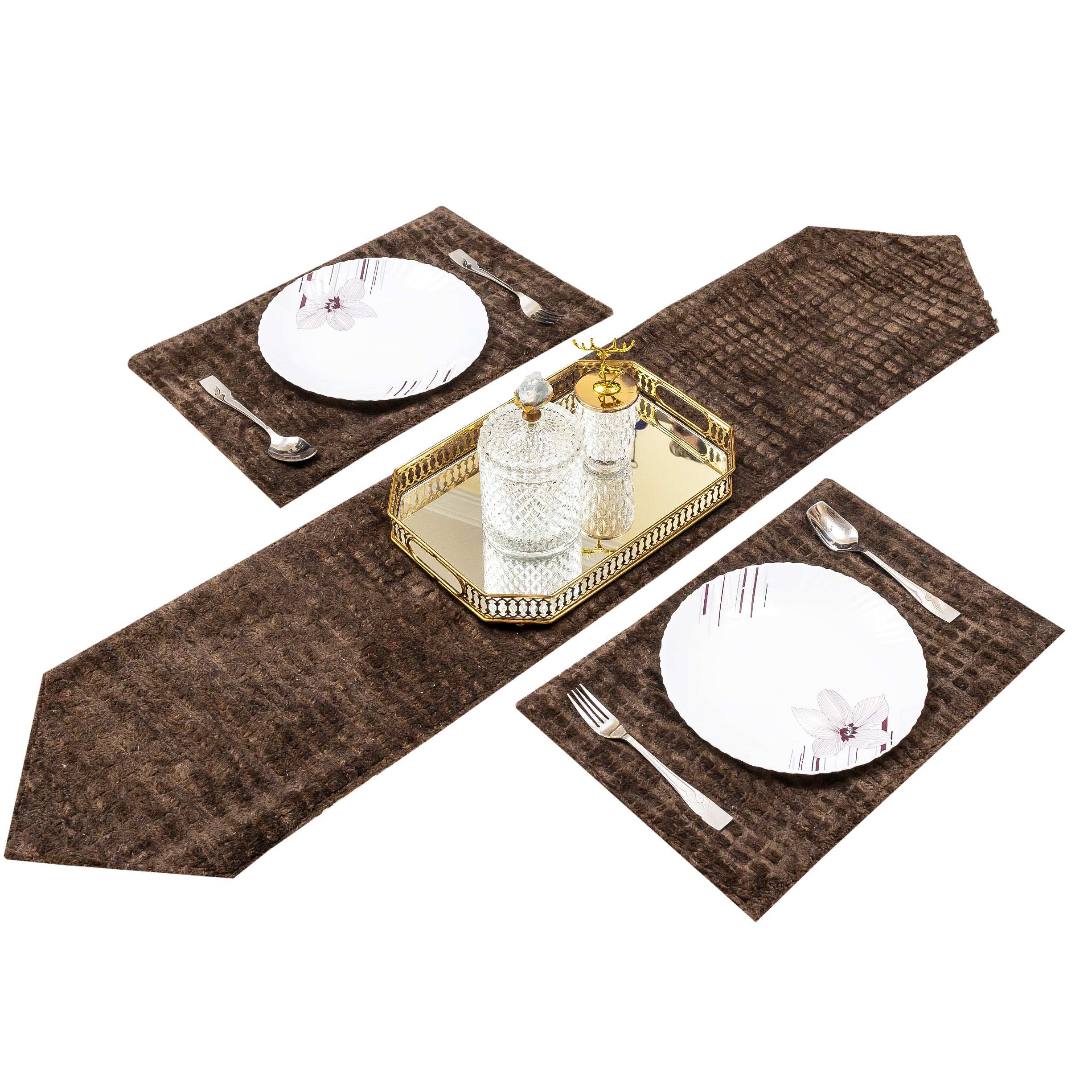 Alezam Velvet Table Runner with Mats for Elegant Dining