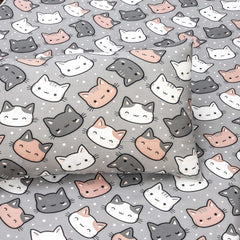 Kids Cotton Bed Sheet Set with Cute Cat Print by Alezam Bedding Store