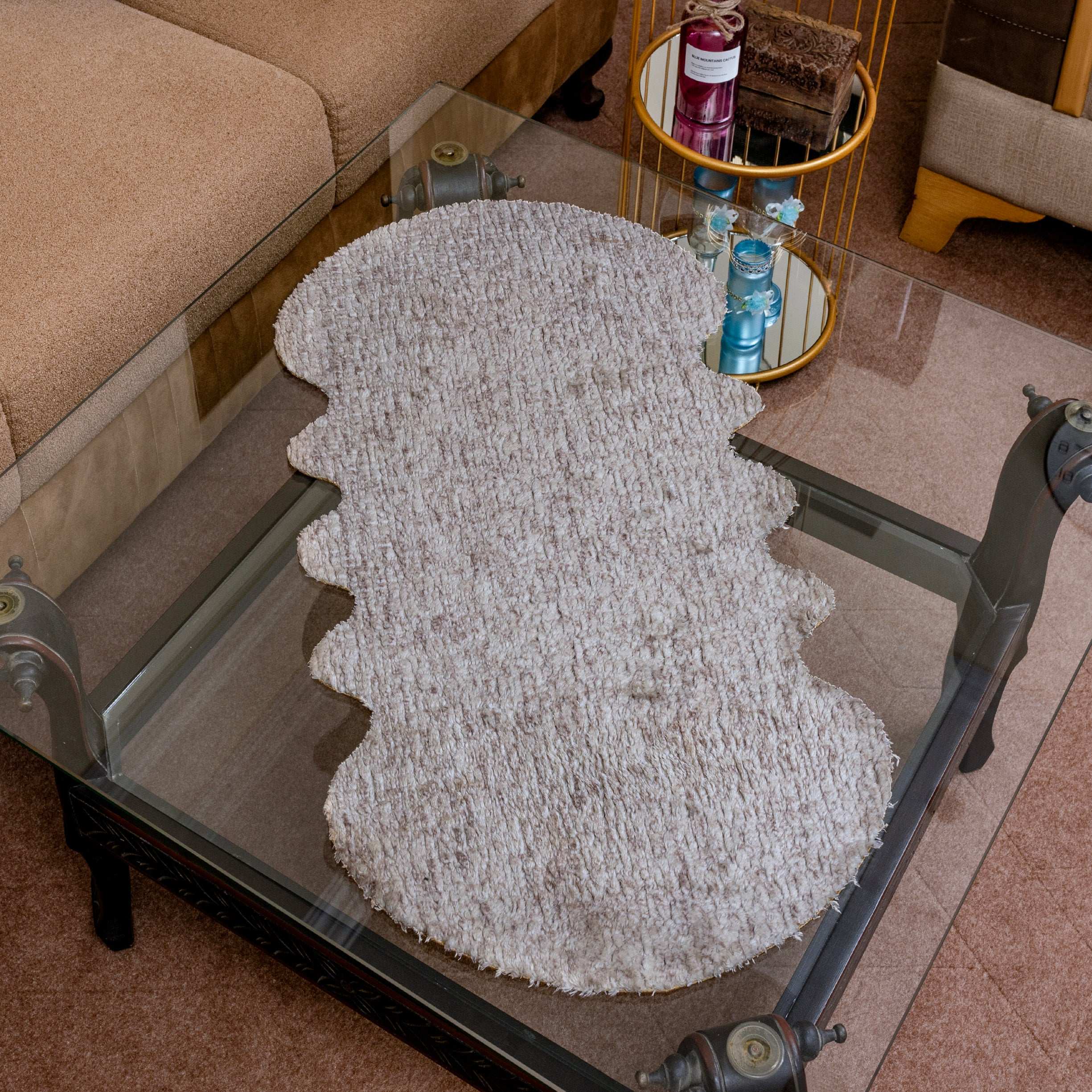 Premium Center Table Runner – Rabbit Fur Top & Leather Bottom by Alezam