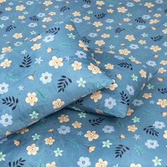 Beautiful King Size Blue Bedsheet with All Over Flower Print by Alezam