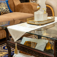 Classic Gold Embroidery Home Decor 03 Pcs Table Runner Set