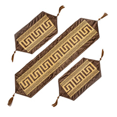 Versace-Inspired Velvet Table Runner Set of 3 Pieces-Brown