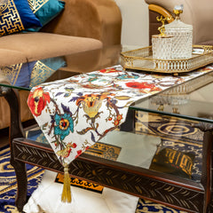 Fresh White Background Floral Print 3 Pcs Table Runner Set