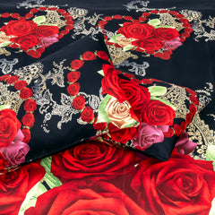 Beautiful Rose Design King Size Bedsheet with Pillow Covers