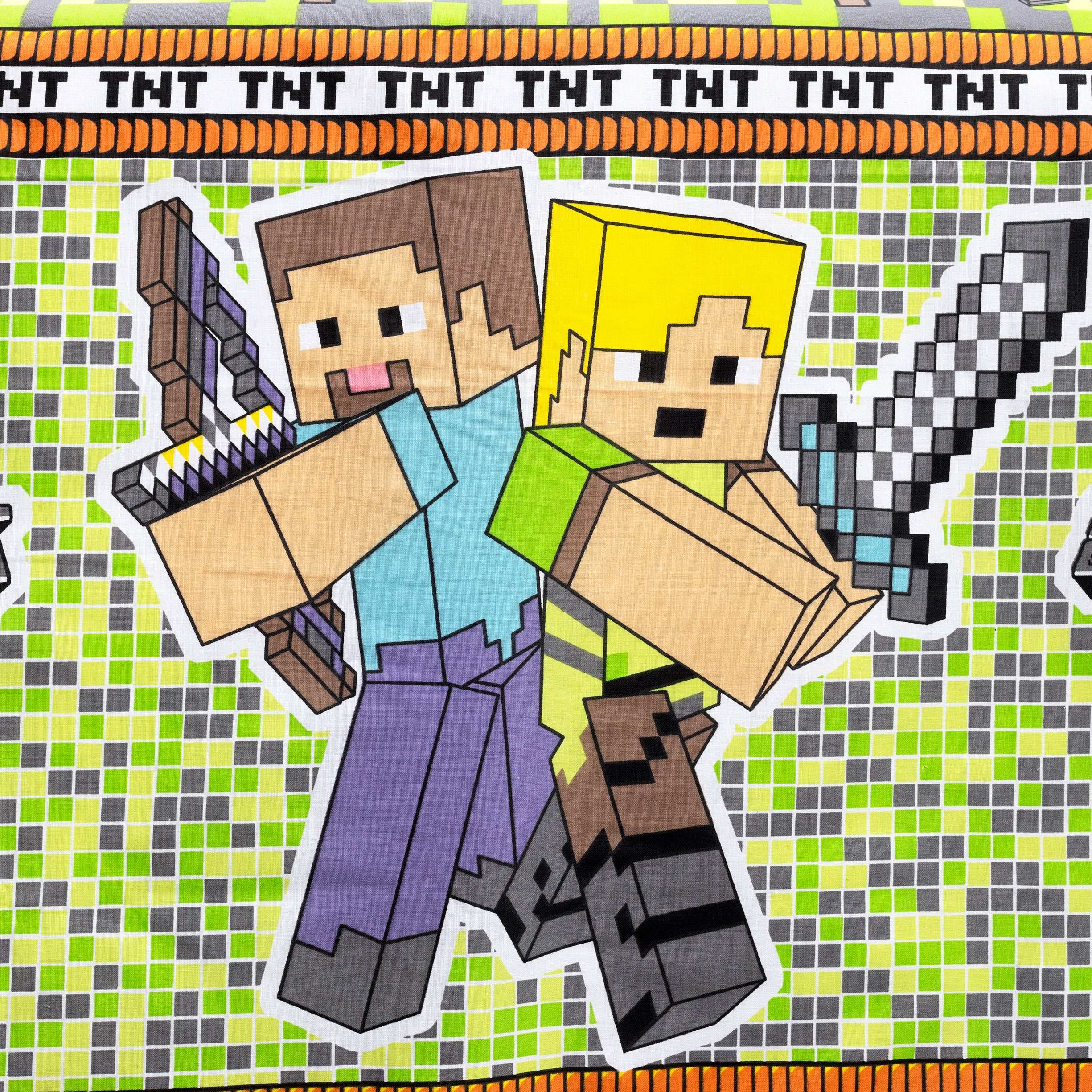 Alezam Store Cotton Bed Sheet for Kids with Minecraft Print and Pillow Cover