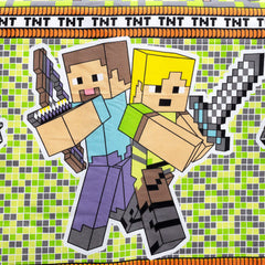 Alezam Store Cotton Bed Sheet for Kids with Minecraft Print and Pillow Cover