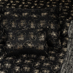 Luxury Satin Silk Jacquard Bed Sheet - 7 Pcs Black King Size Bridal Set