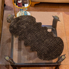 Elegant Brown Rabbit Fur Table Runner – Premium Leather Bottom by Alezam