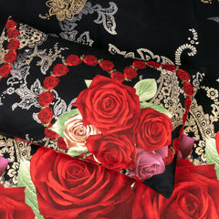 Beautiful Rose Design King Size Bedsheet with Pillow Covers