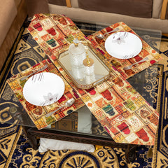 3 Pcs Luxurious Oriental Digital Print Dining Room Table Runner Decor