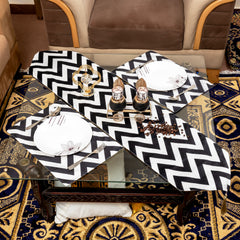Bold Black White Zigzag Home Decor 3 Pcs Table Runner Set