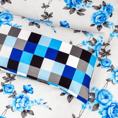 Modern King Size Blue Floral Bedsheet with Pillow Covers by Alezam