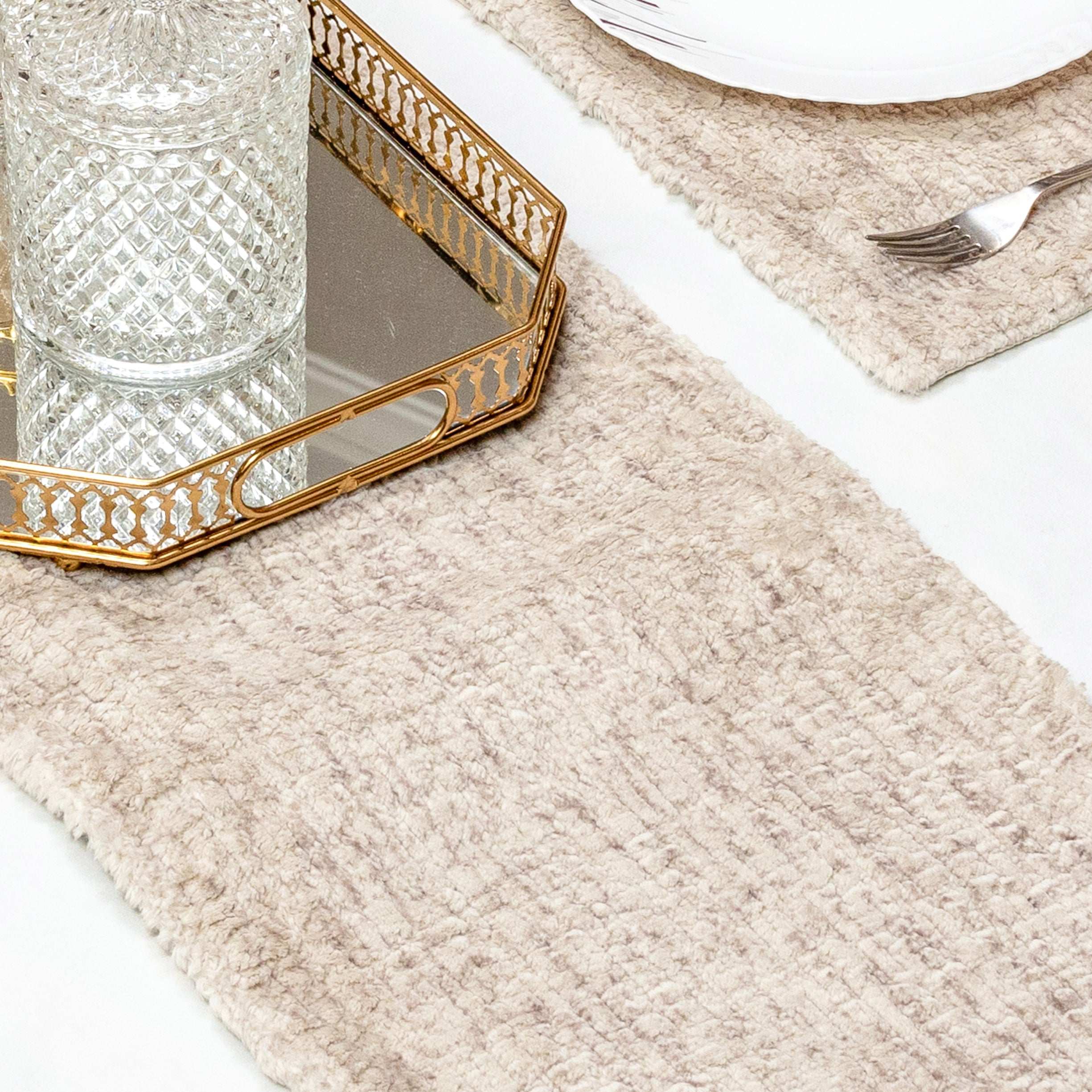 Premium Golden Velvet Table Runner Set for Modern Dining