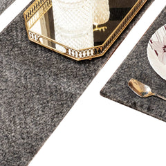 3 Piece Velvet Table Runner Set with Mats for Dining Table