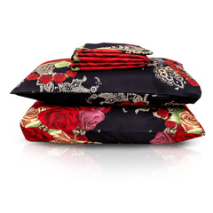 Beautiful Rose Design King Size Bedsheet with Pillow Covers
