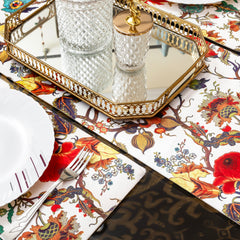 Fresh White Background Floral Print 3 Pcs Table Runner Set