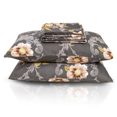 Beautiful Flower Pattern 3 Pc King Size Bedsheet Set by Alezam
