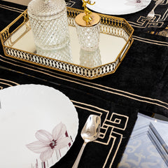 Bold Black Modern Embroidery Home Decor 03 Piece Table Runner