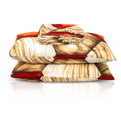 Modern Red Hexagon Pattern King Size Bedsheet Set by Alezam