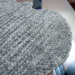 Premium Light Gray Center Table Runner – Rabbit Fur Top with Leather Back by Alezam