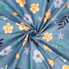 Beautiful King Size Blue Bedsheet with All Over Flower Print by Alezam