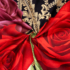 Beautiful Rose Design King Size Bedsheet with Pillow Covers