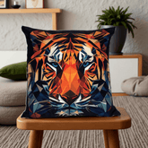 Abstract Tiger Cushion Cover – Modern Jungle Decor Pillow for Couch or Sofa 16x16