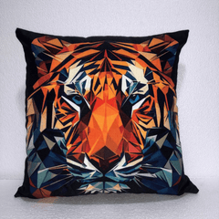Abstract Tiger Cushion Cover – Modern Jungle Decor Pillow for Couch or Sofa 16x16
