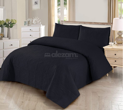 3 Piece Black Quilted King Size Bedsheet Set by Alezam