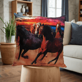 Sunset Running Horses Digital Cushion Cover – Sofa Throw Pillow 16x16