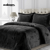 Alezam 3-Pcs King Size Dark Gray Velvet Duvet Cover Set
