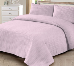 3 Piece Blush Pink Quilted King Size Bedsheet Set by Alezam