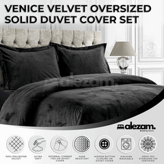 Alezam 3-Pcs King Size Dark Gray Velvet Duvet Cover Set