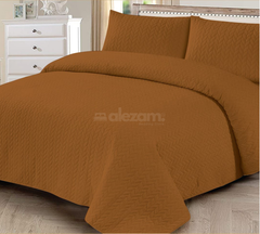 3 Piece Burnt Orange Quilted King Size Bedsheet Set by Alezam